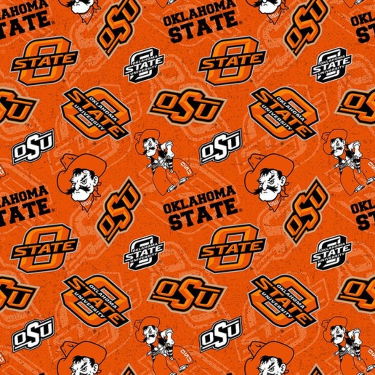 Licensed NCAA Oklahoma State Tone on Tone OSU-1178 Cotton Fabric by the Yard